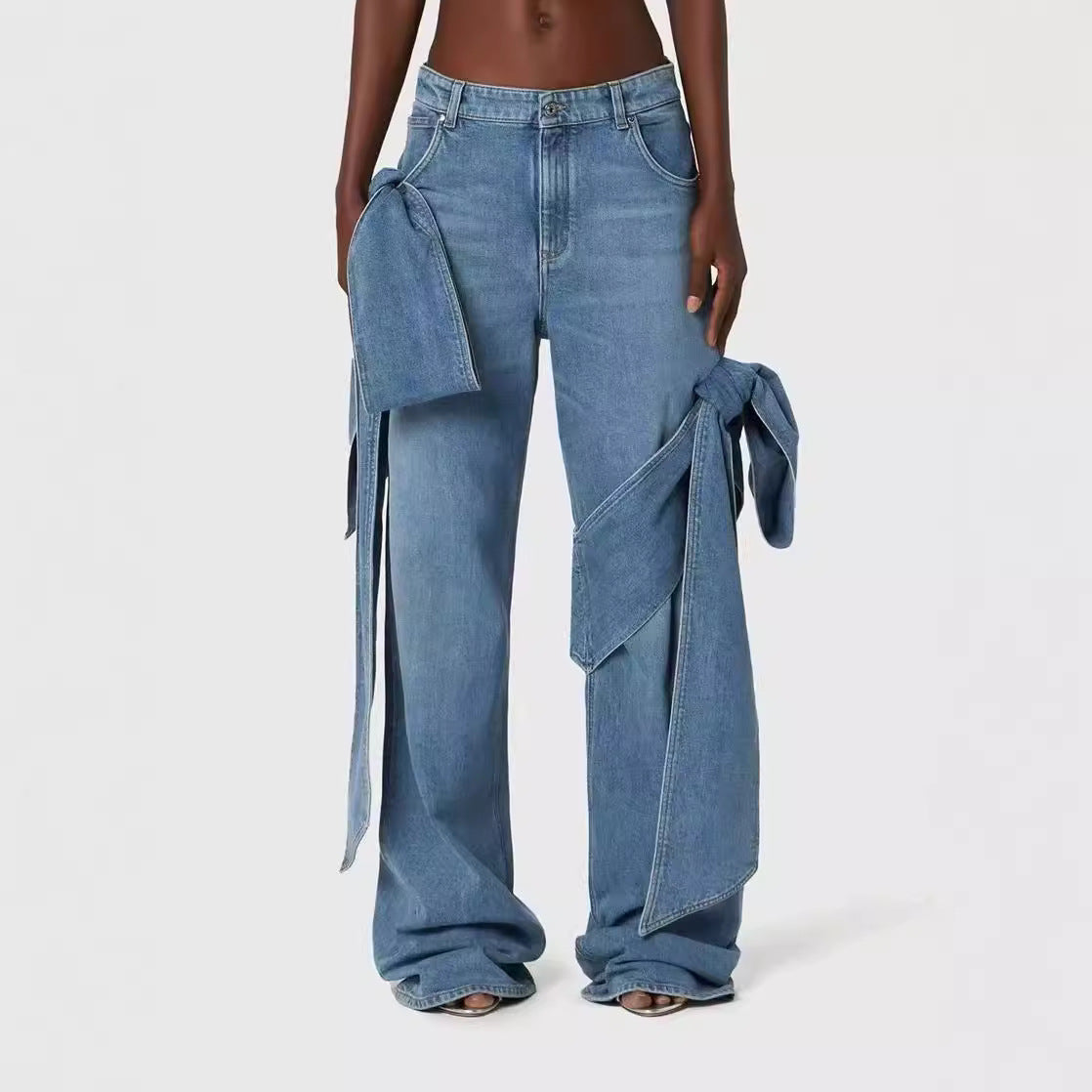 Ensemble Denim Audacieux avec Détails Noeuds