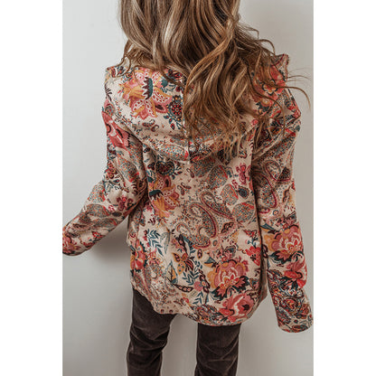 Veste à Capuche en Molleton Floral Vintage